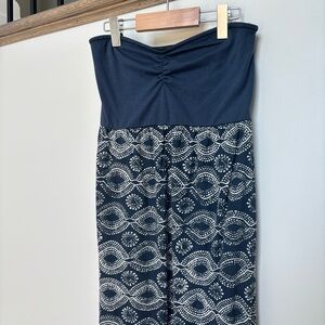 Roxy Strapless Navy and Gray Maxi Dress - Size Small
